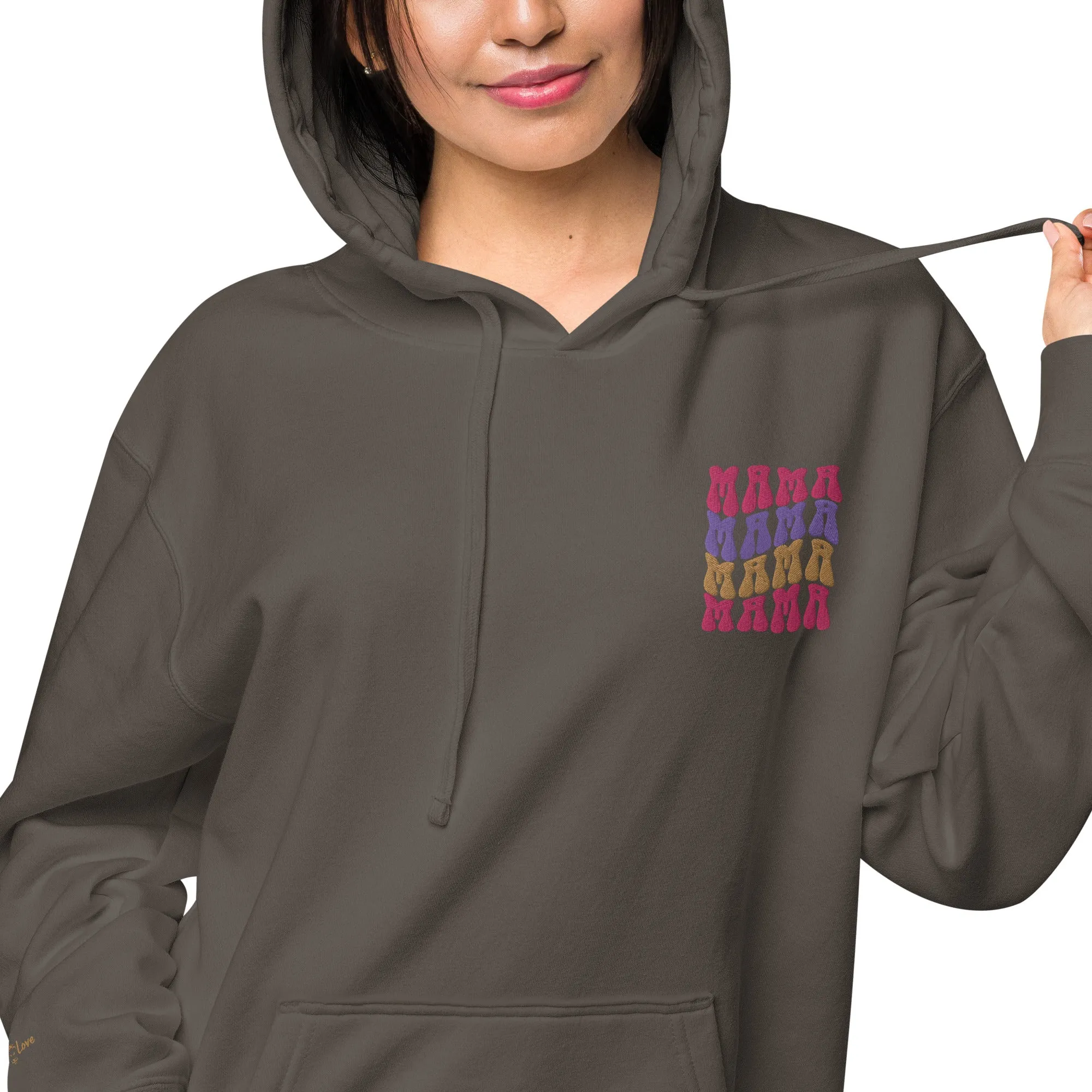 Colorful Retro Mama Design Unisex Pigment-Dyed Hoodie, lioness-love