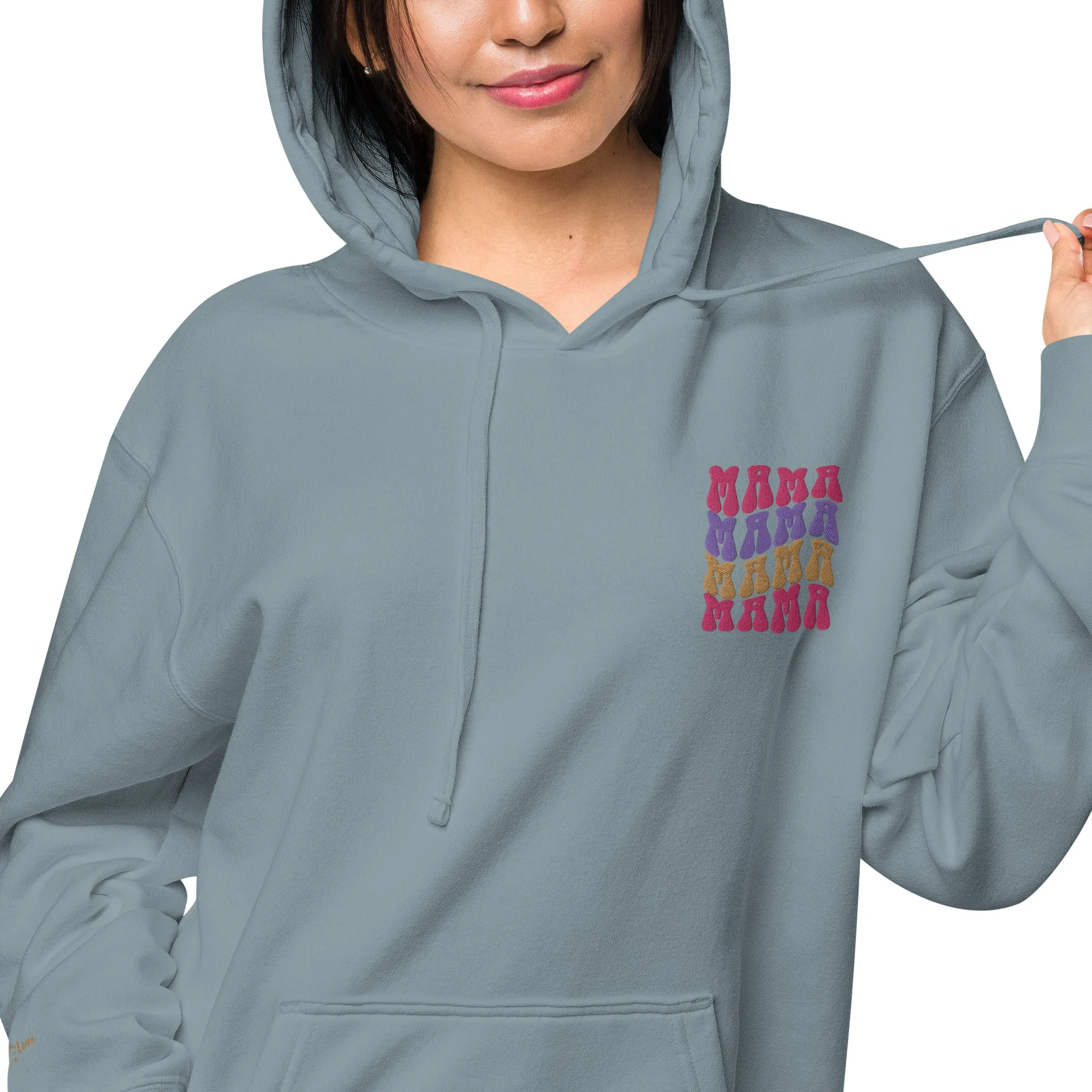 Colorful Retro Mama Design Unisex Pigment-Dyed Hoodie, lioness-love