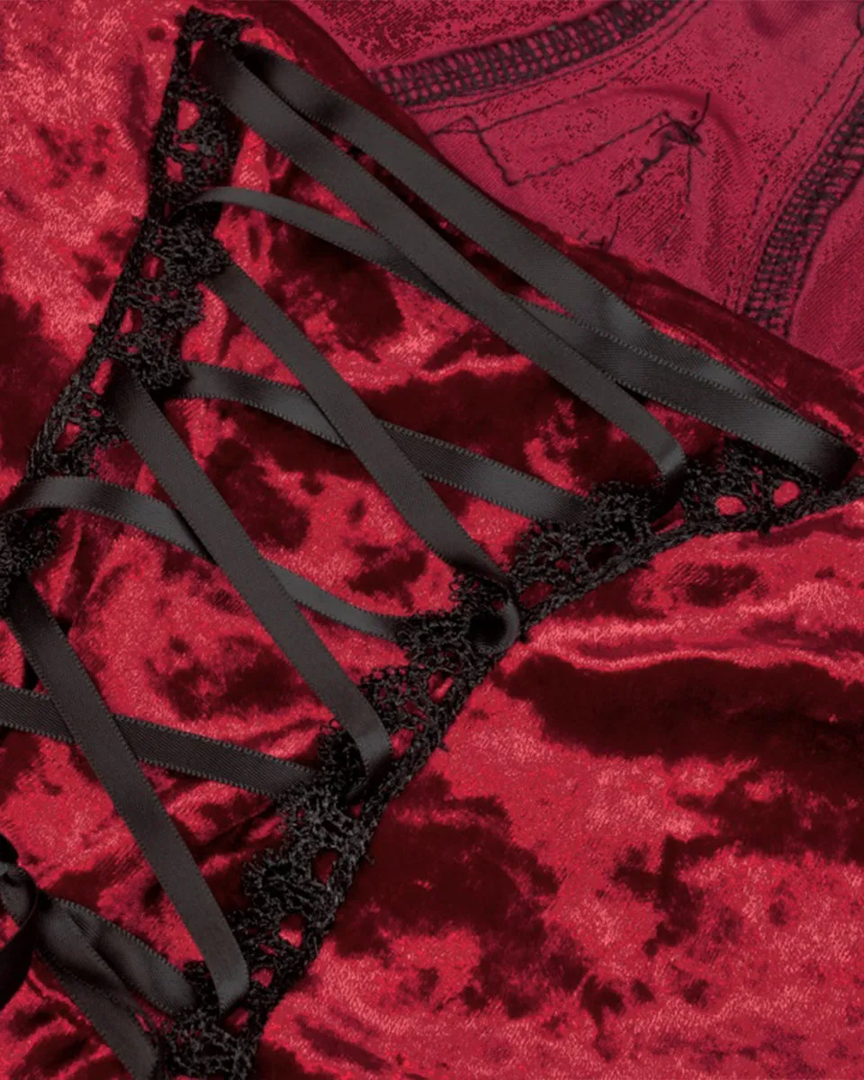 Dark In Love Incarnadine Mini Velvet Slip Dress