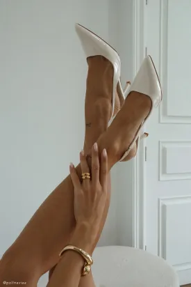 Dasha Patent Sling Back Heels - Ivory