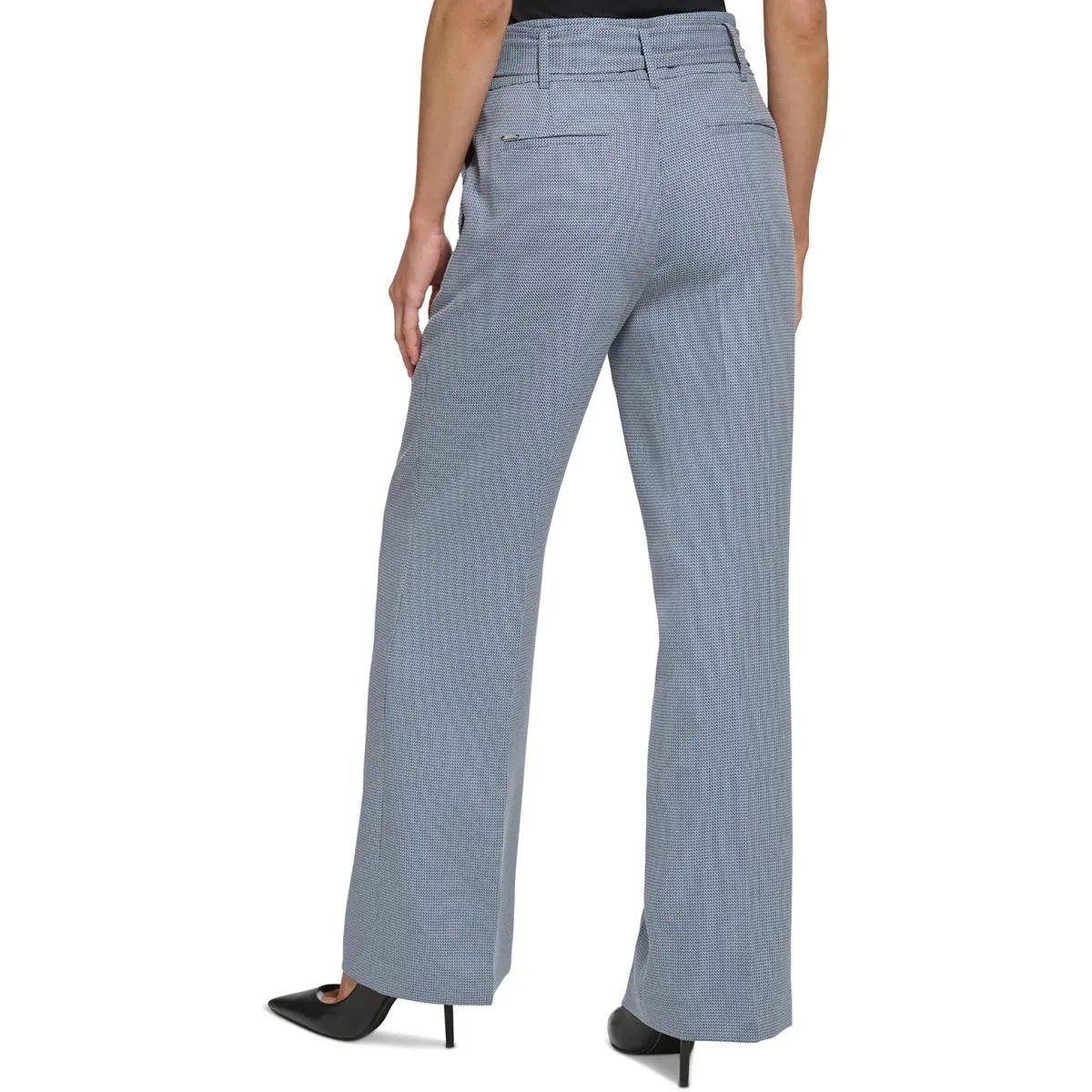 DKNY Womens High Rise Belted Wide Leg Pants