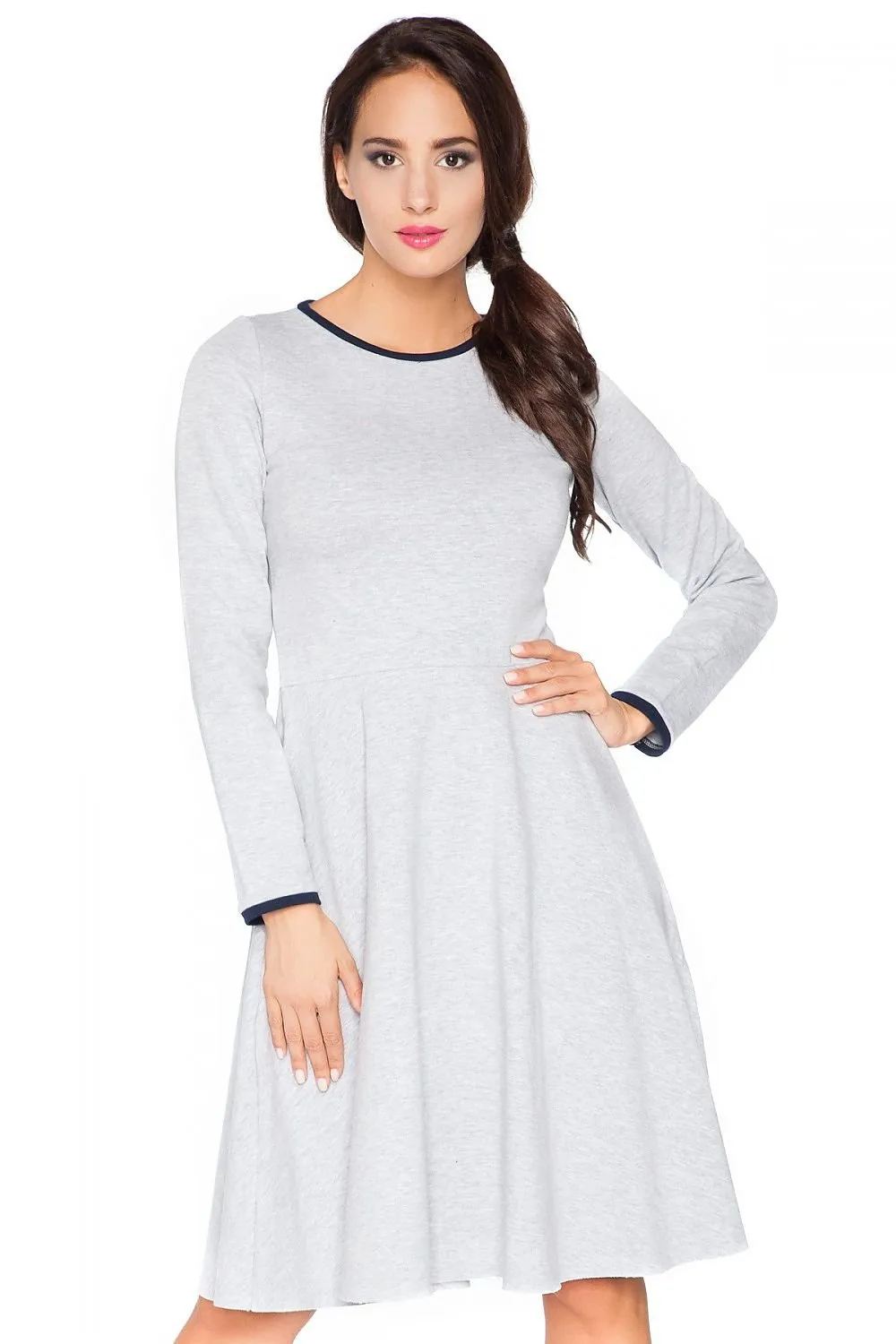Edgy Chic Casual Knit Day Dress with Unique Raw Edges