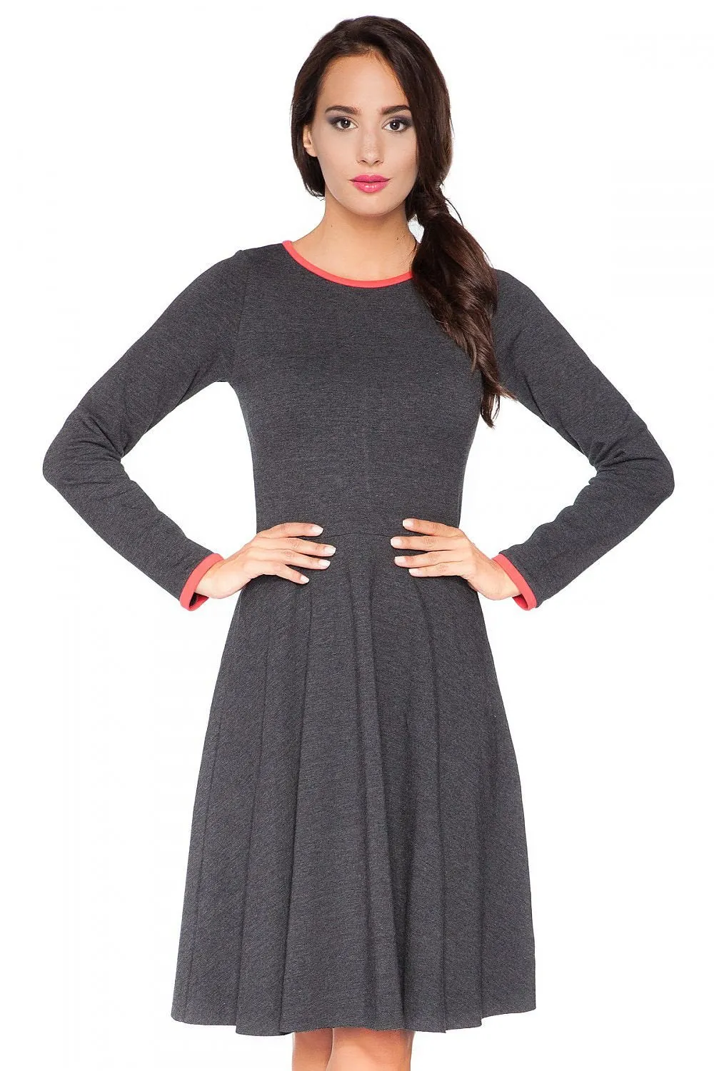 Edgy Chic Casual Knit Day Dress with Unique Raw Edges
