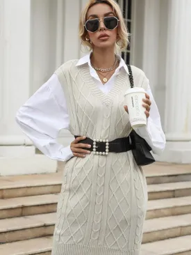 Elegant Knit V-Neck Dress for Effortless Autumn Fashion
