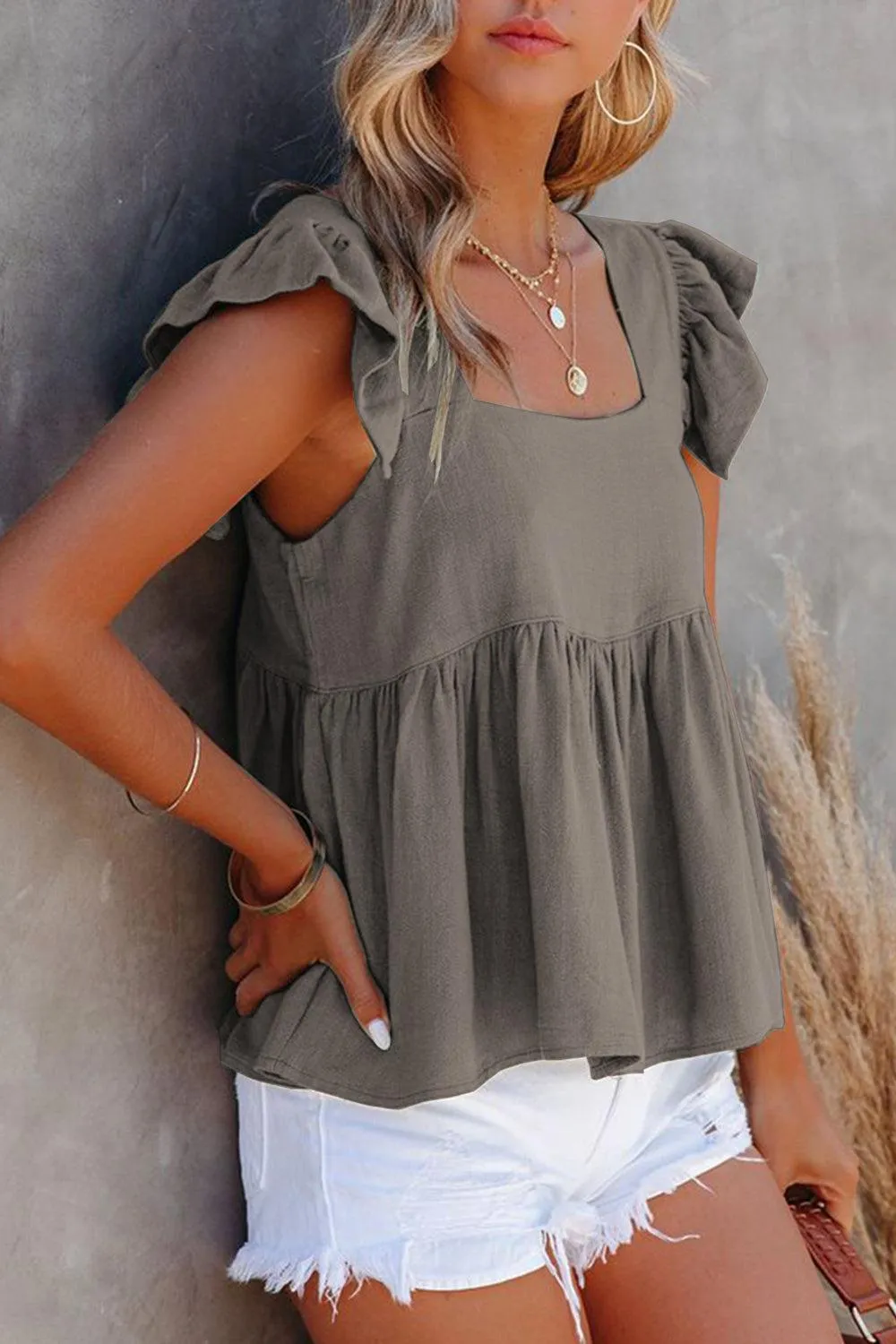 Everyday Chic Square Neck Babydoll Top