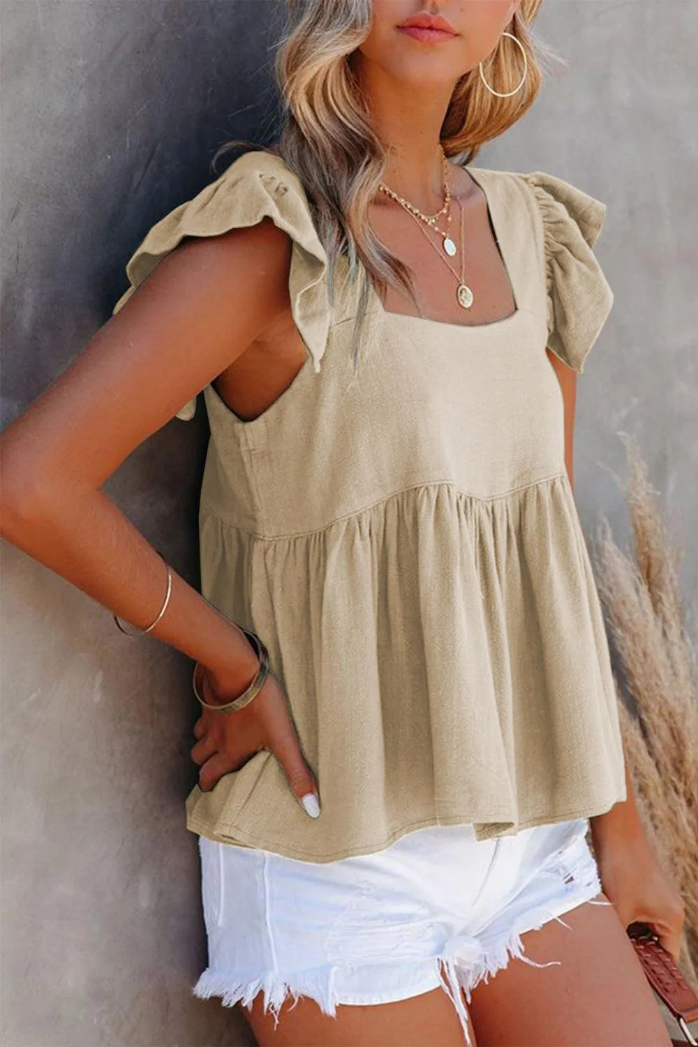 Everyday Chic Square Neck Babydoll Top