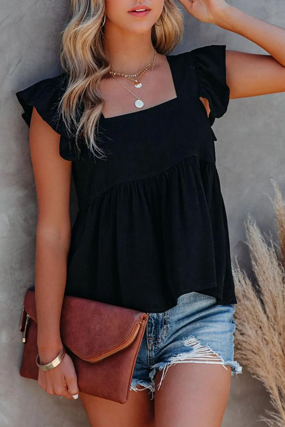 Everyday Chic Square Neck Babydoll Top
