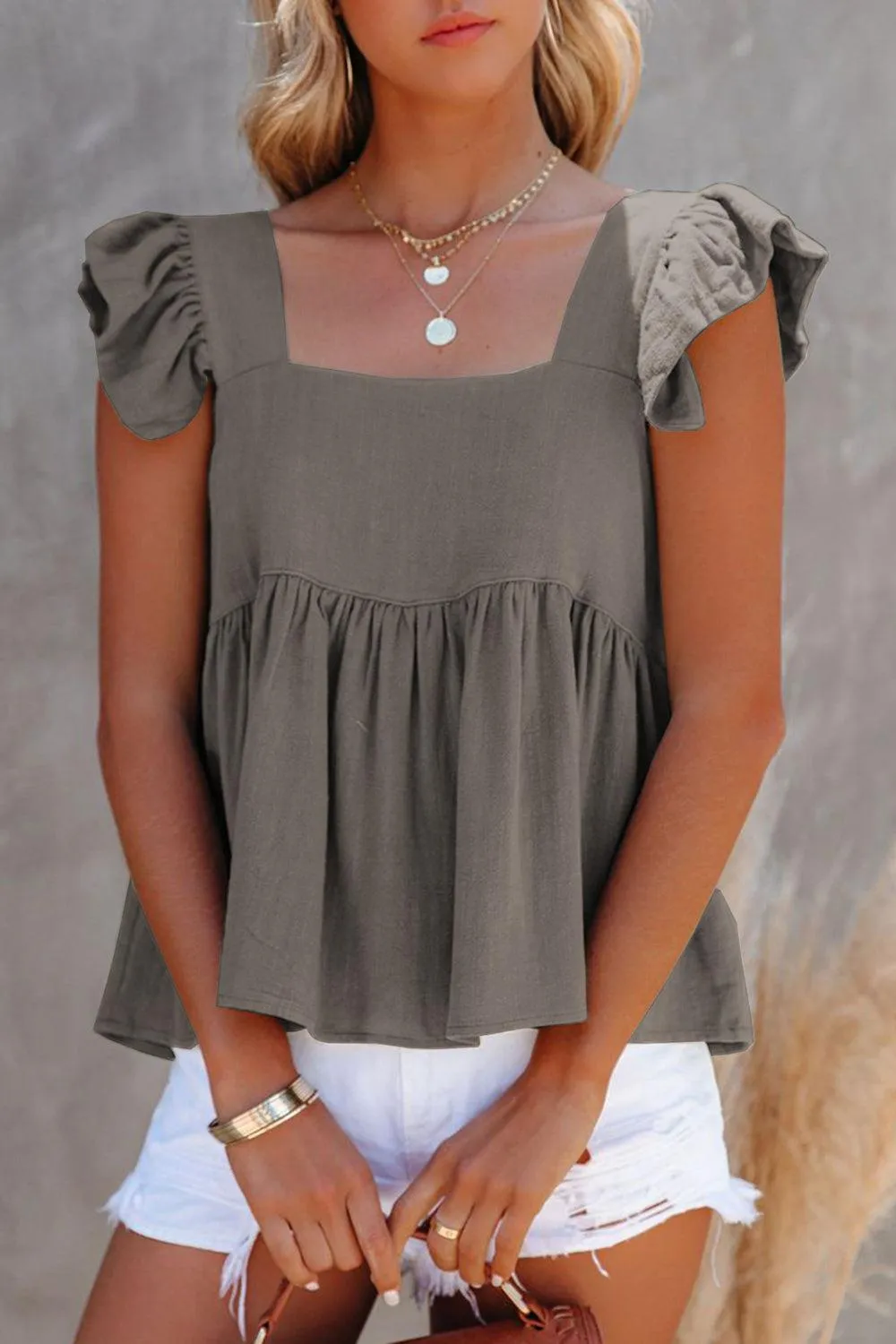 Everyday Chic Square Neck Babydoll Top