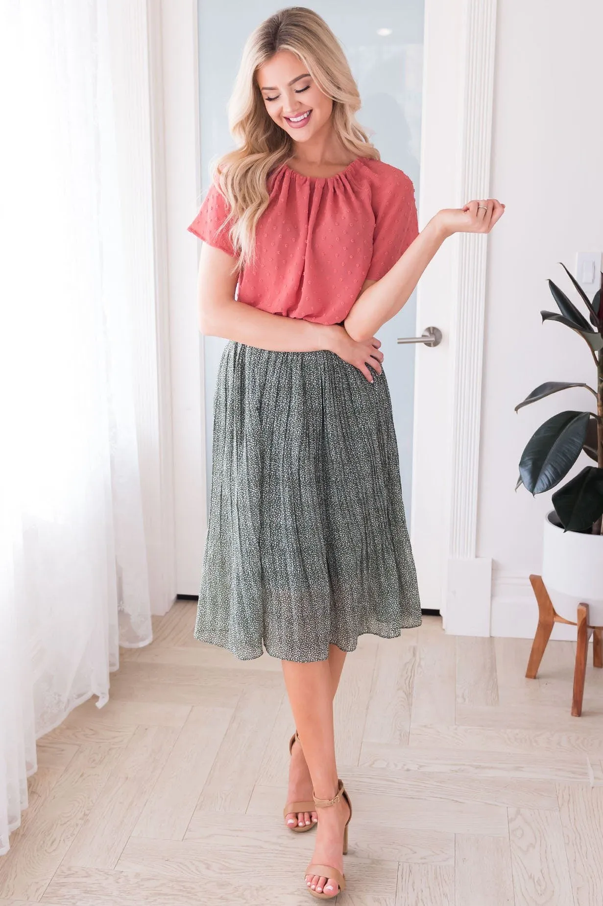 Fall Blooms Modest Pleated Skirt