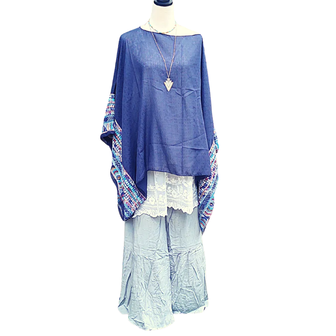 Fallon Embroidered Sleeve Poncho