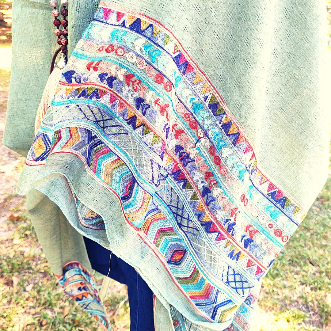 Fallon Embroidered Sleeve Poncho