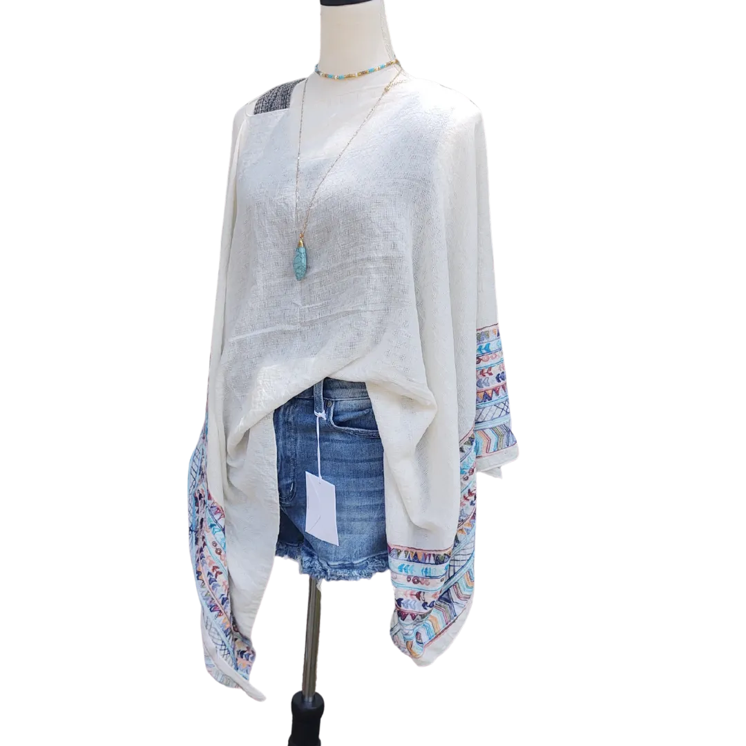 Fallon Embroidered Sleeve Poncho