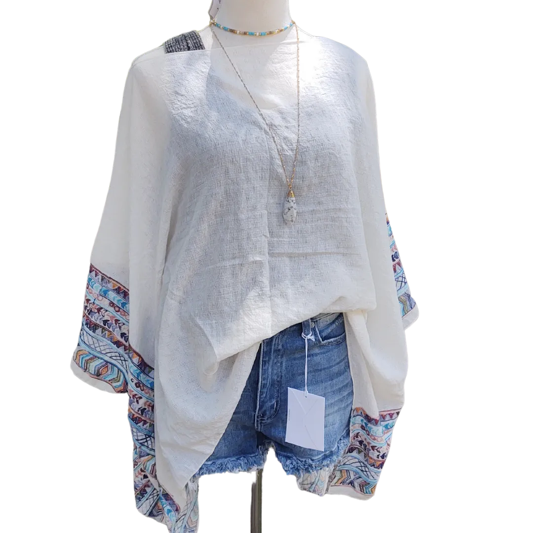 Fallon Embroidered Sleeve Poncho