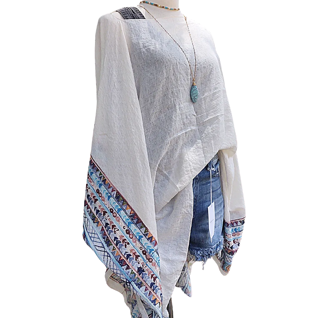 Fallon Embroidered Sleeve Poncho
