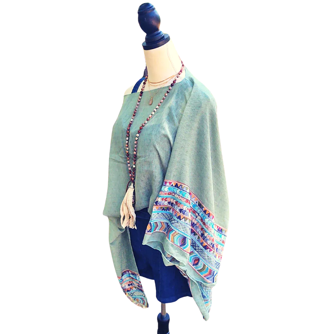 Fallon Embroidered Sleeve Poncho