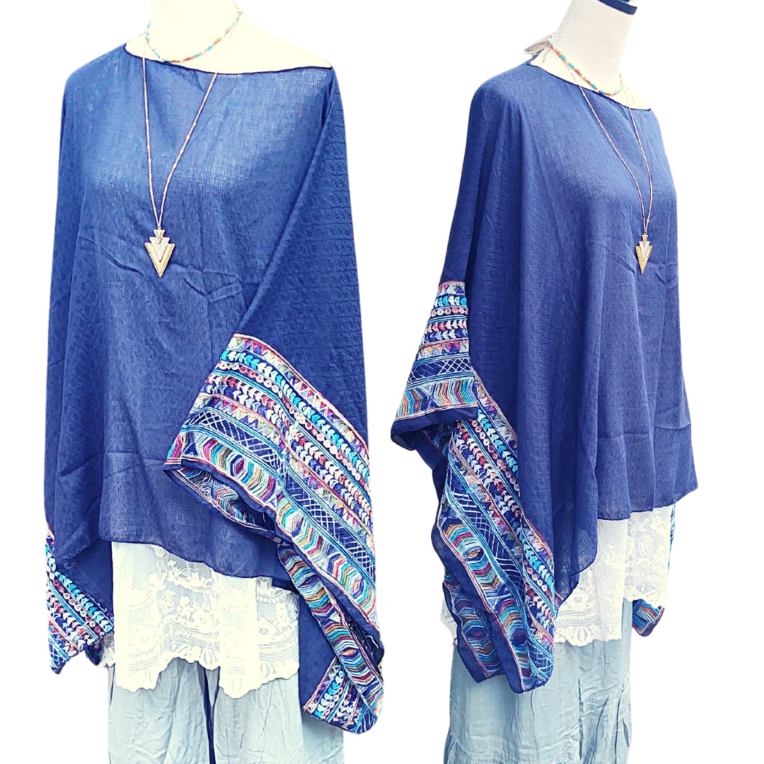 Fallon Embroidered Sleeve Poncho