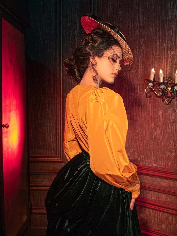 FINAL SALE - Taffeta Edwardian Blouse in Marigold