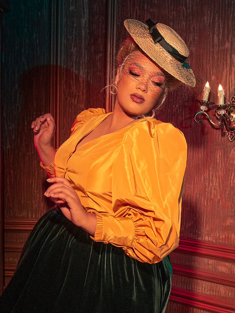 FINAL SALE - Taffeta Edwardian Blouse in Marigold