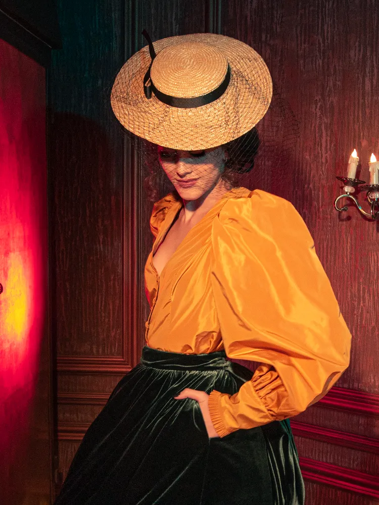 FINAL SALE - Taffeta Edwardian Blouse in Marigold