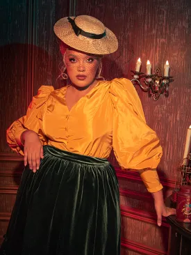 FINAL SALE - Taffeta Edwardian Blouse in Marigold