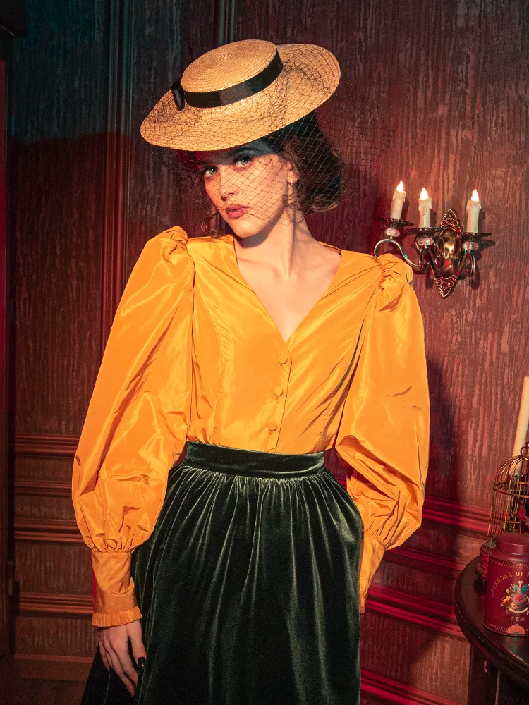FINAL SALE - Taffeta Edwardian Blouse in Marigold