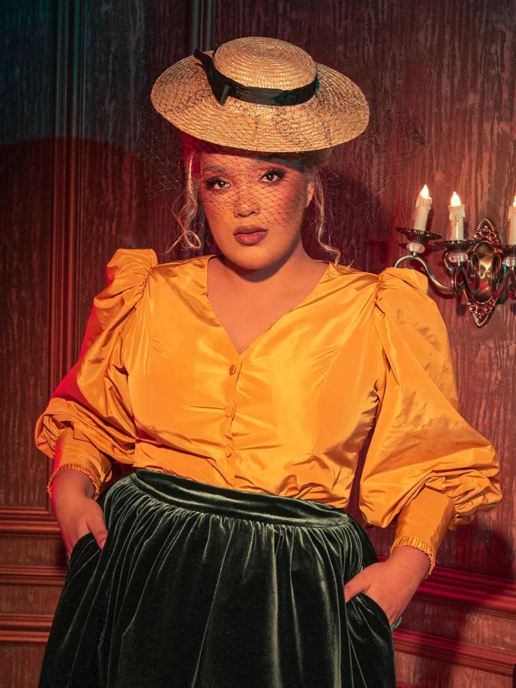 FINAL SALE - Taffeta Edwardian Blouse in Marigold