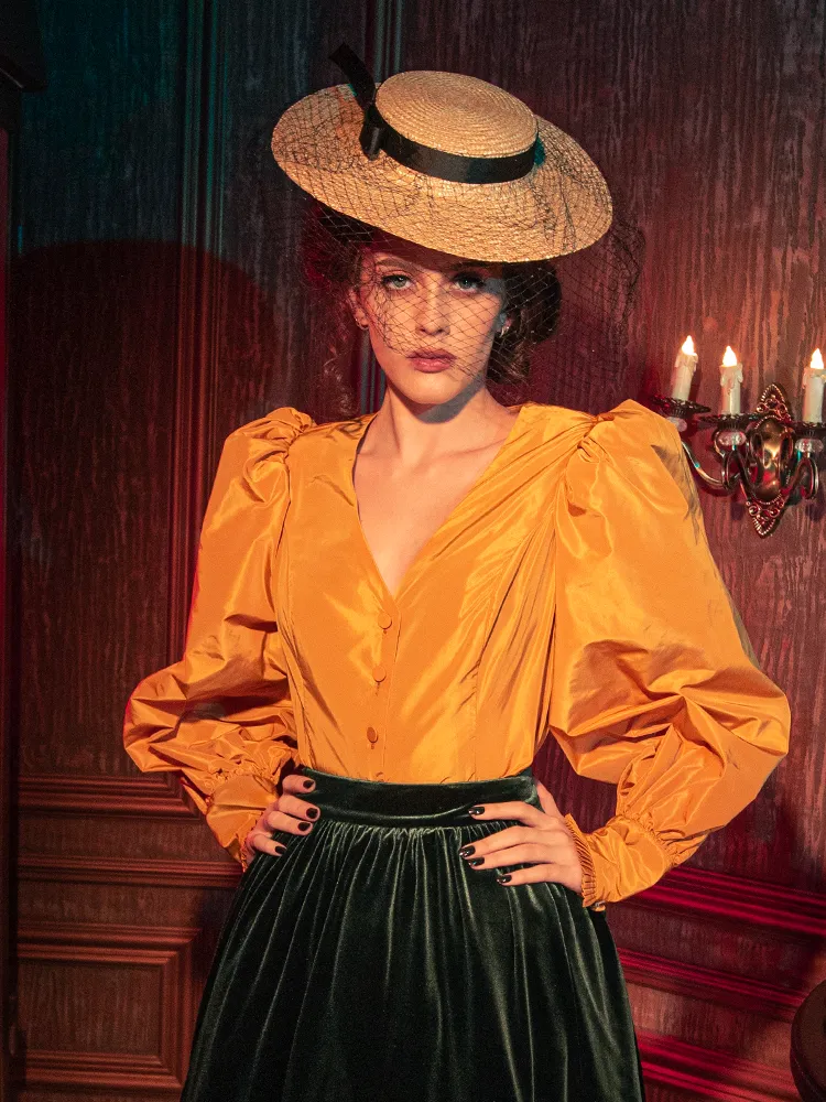 FINAL SALE - Taffeta Edwardian Blouse in Marigold