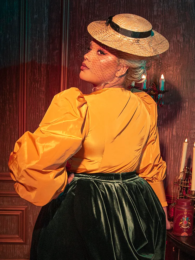 FINAL SALE - Taffeta Edwardian Blouse in Marigold