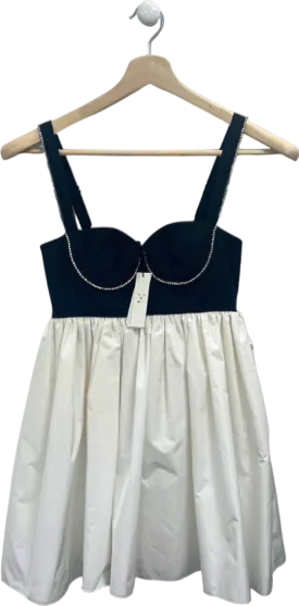 Fleur du Mal Black and Ivory Crystal Cup Dress Size 0 UK XS