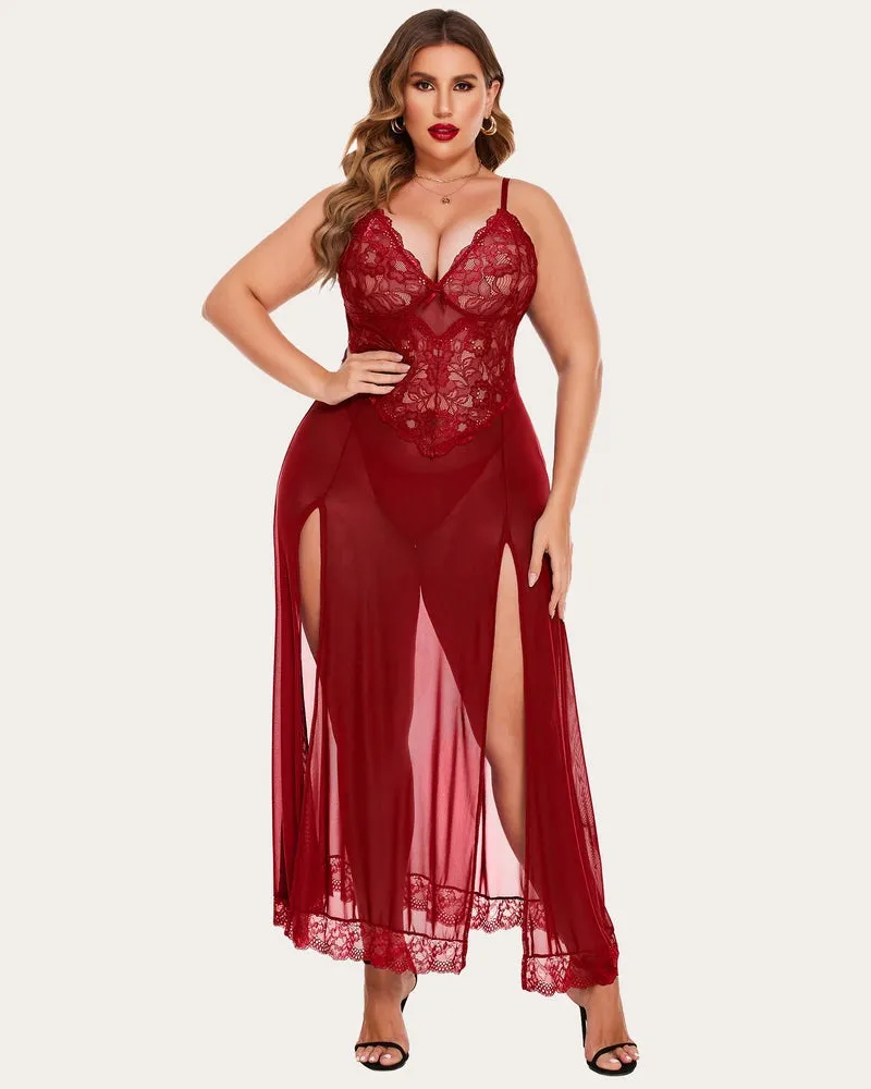 Glamorous Lace Mesh Gown