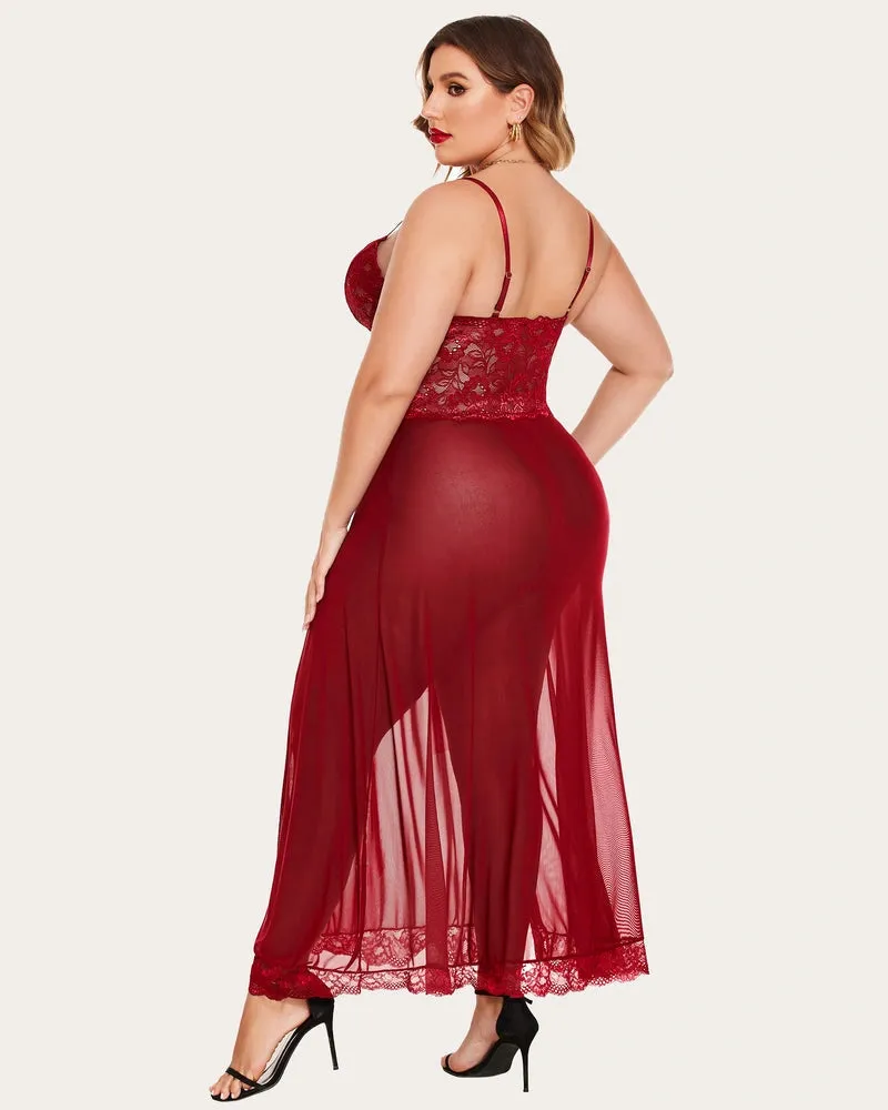 Glamorous Lace Mesh Gown