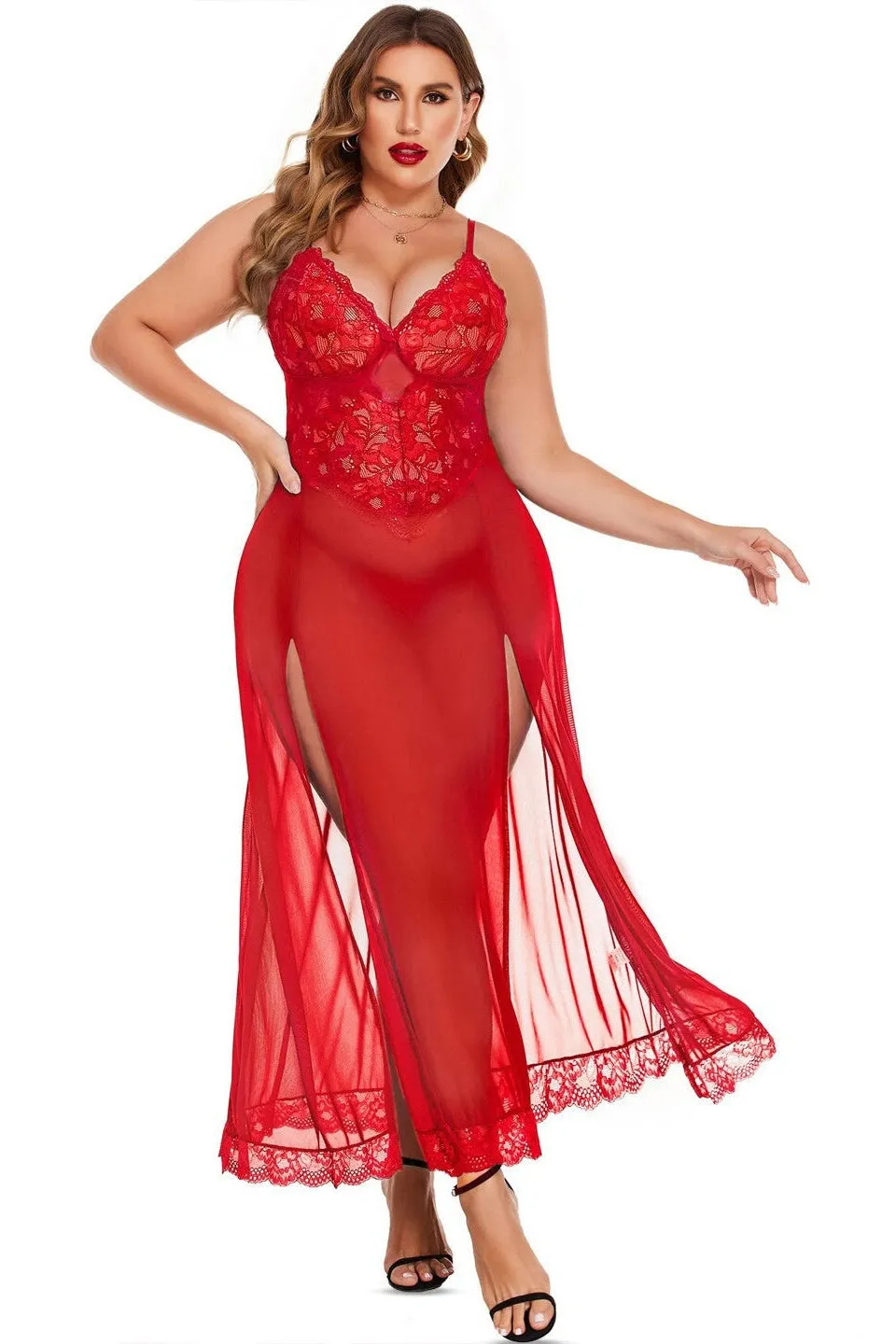 Glamorous Lace Mesh Gown