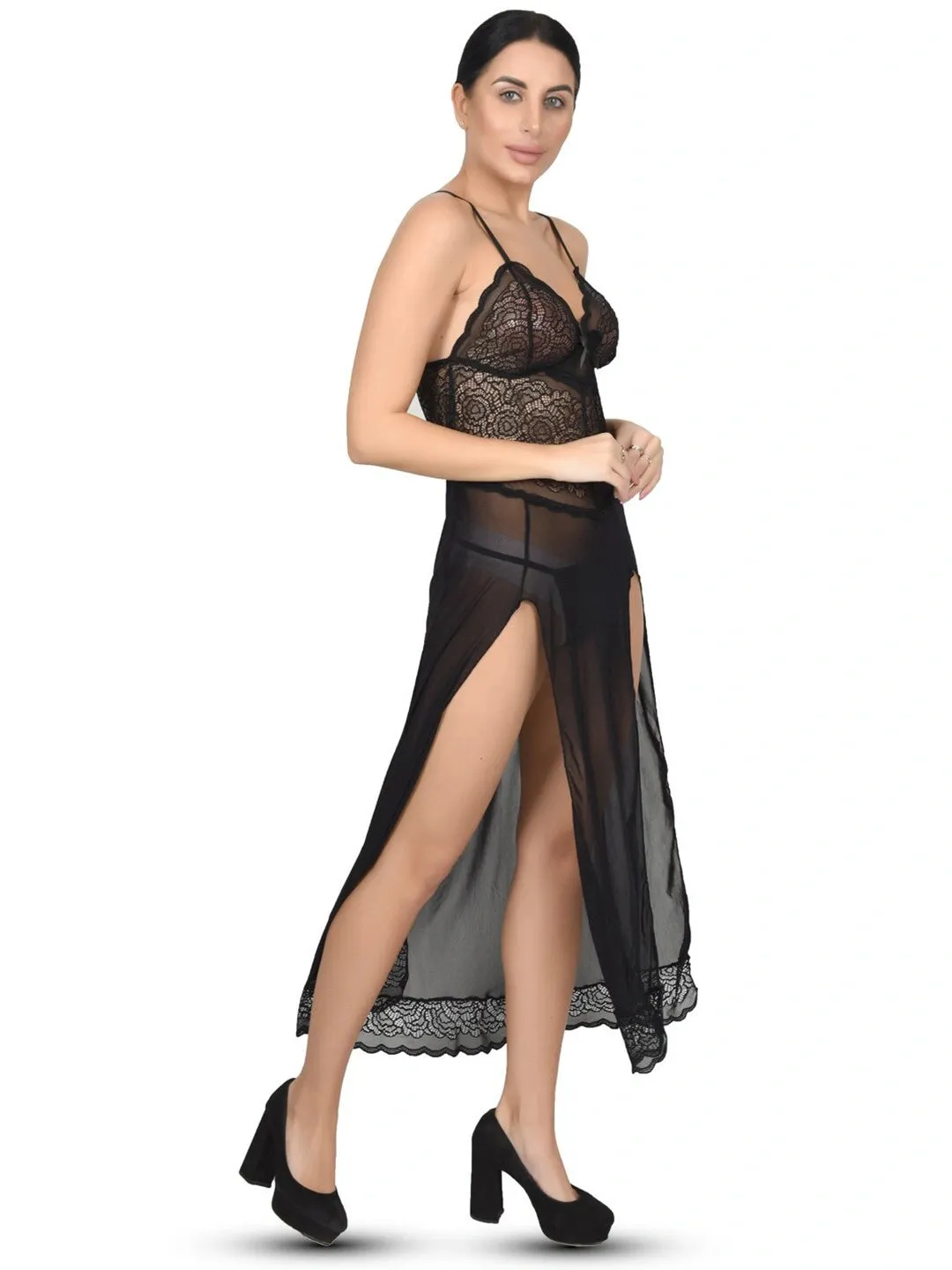 Glamorous Lace Mesh Gown