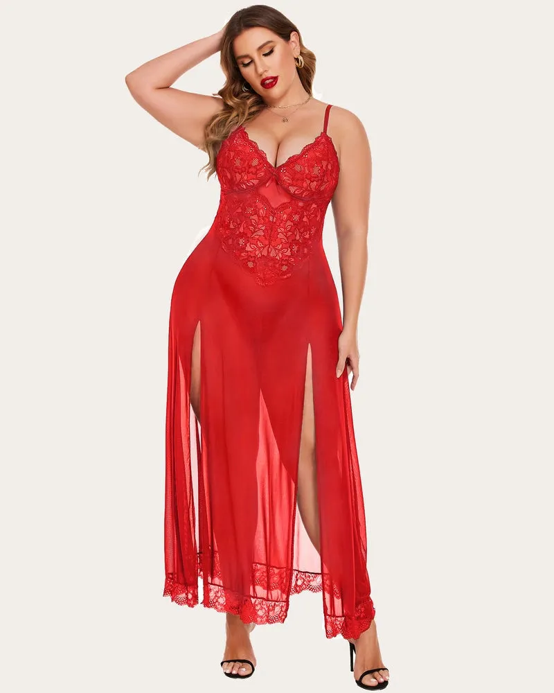 Glamorous Lace Mesh Gown