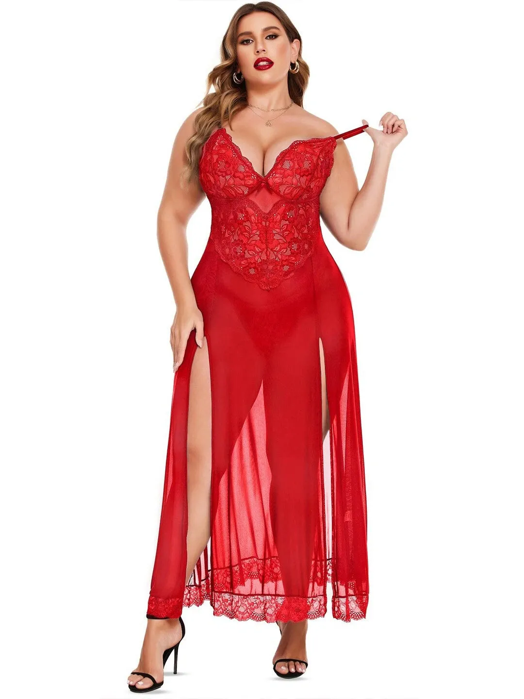 Glamorous Lace Mesh Gown