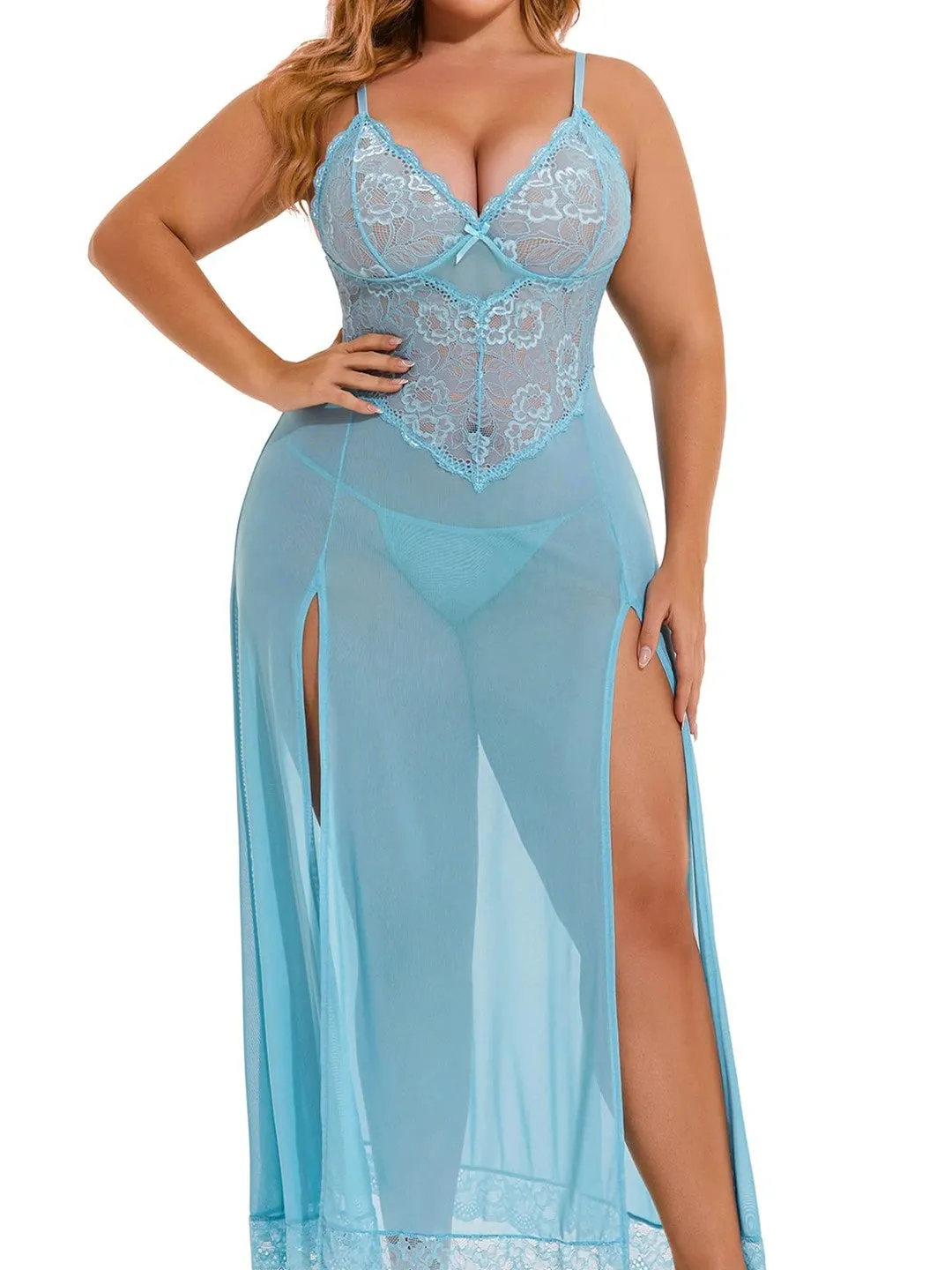 Glamorous Lace Mesh Gown