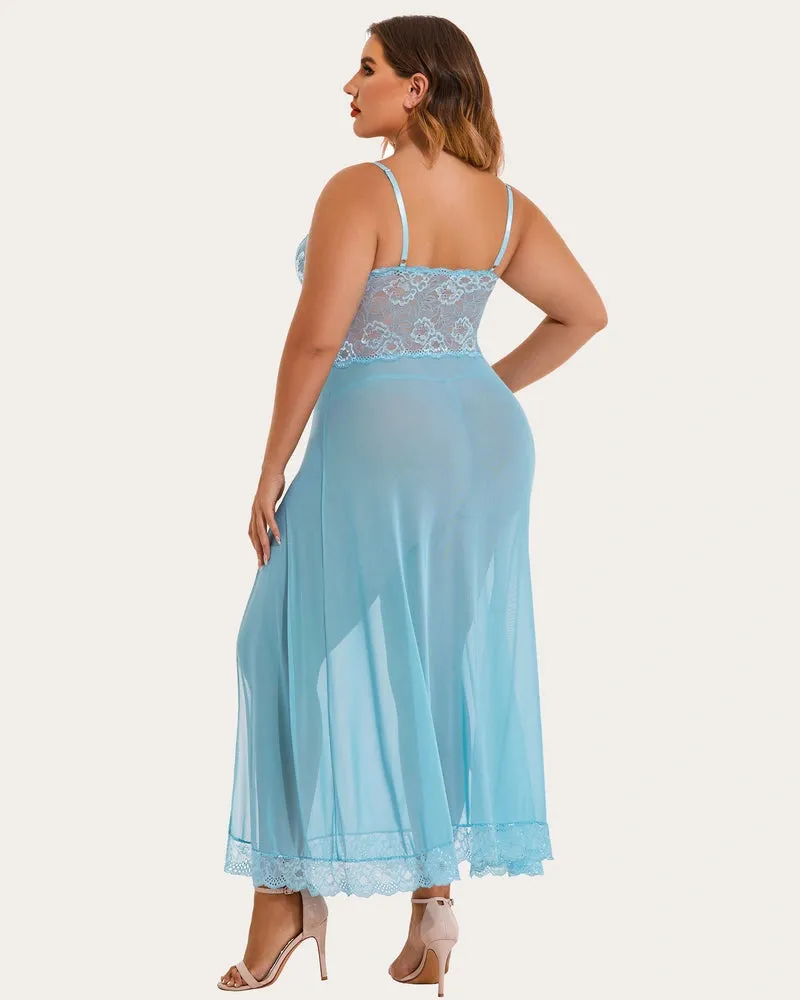 Glamorous Lace Mesh Gown