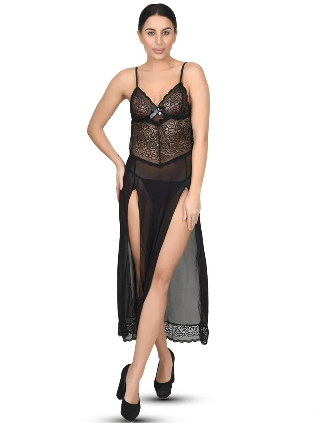 Glamorous Lace Mesh Gown