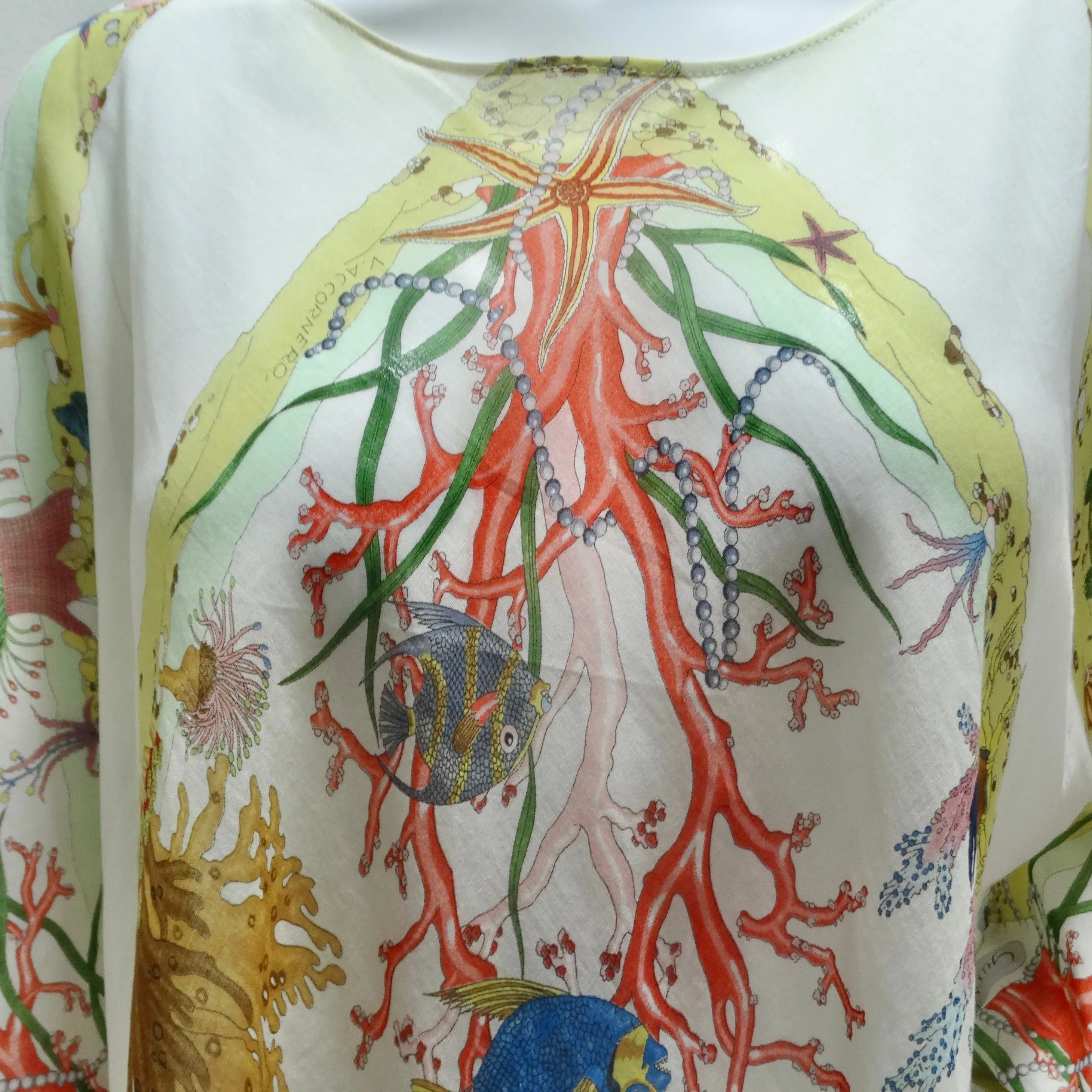 Gucci 1960s V. Accornero Aquatic Print Poncho