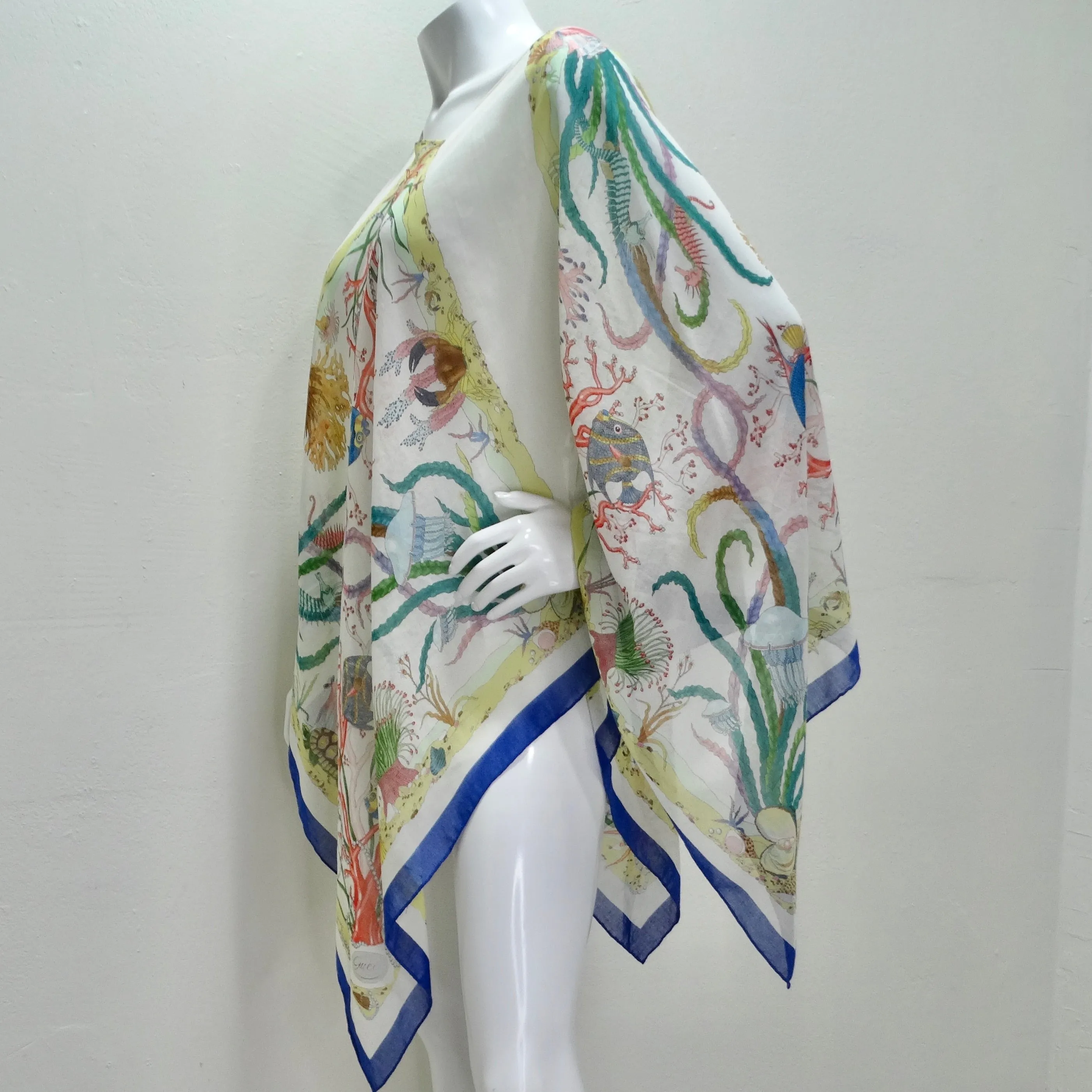 Gucci 1960s V. Accornero Aquatic Print Poncho