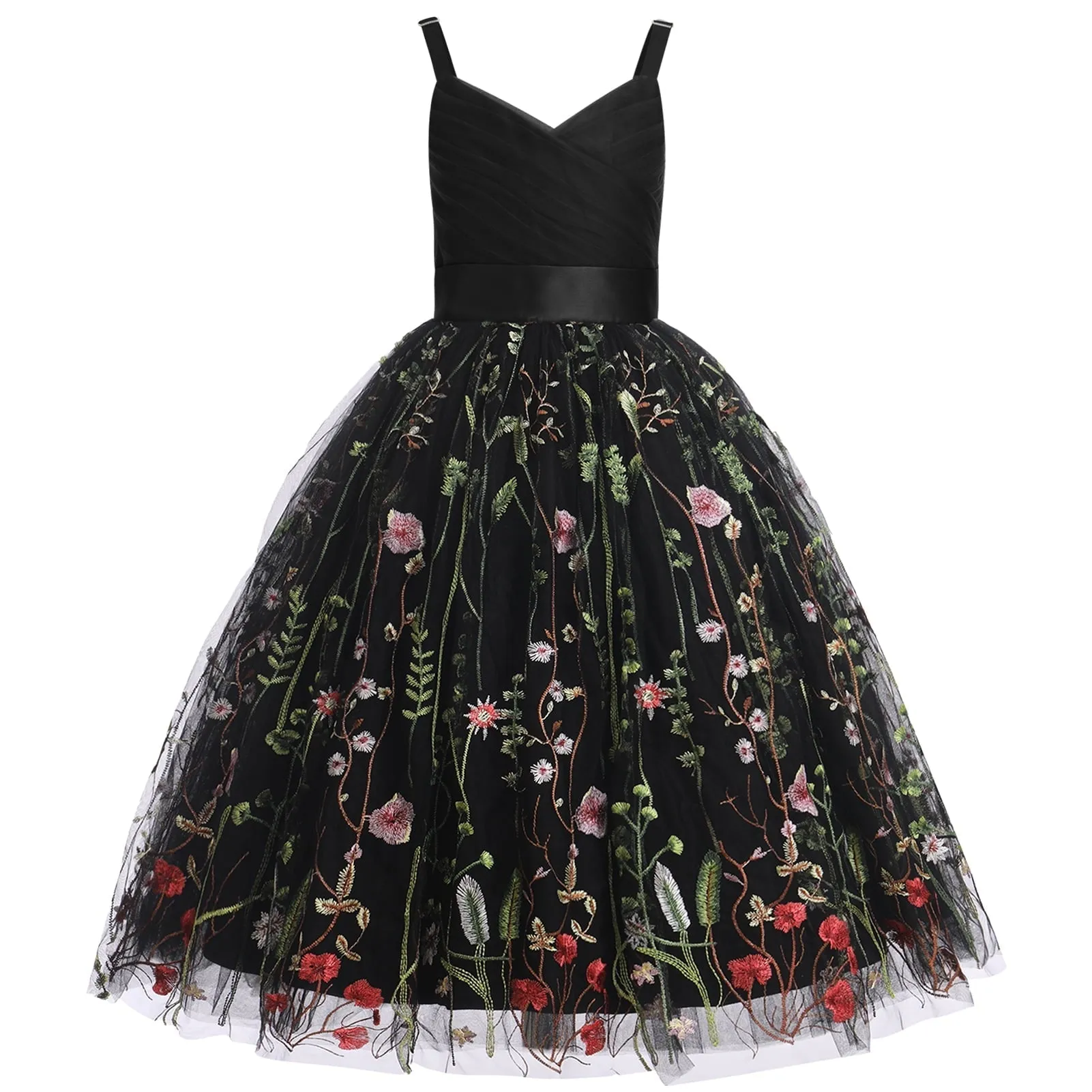 IDOPIP Flower Girl Dresses for Wedding Spaghetti Strap Tulle Princess Pageant Birthday Party Gown