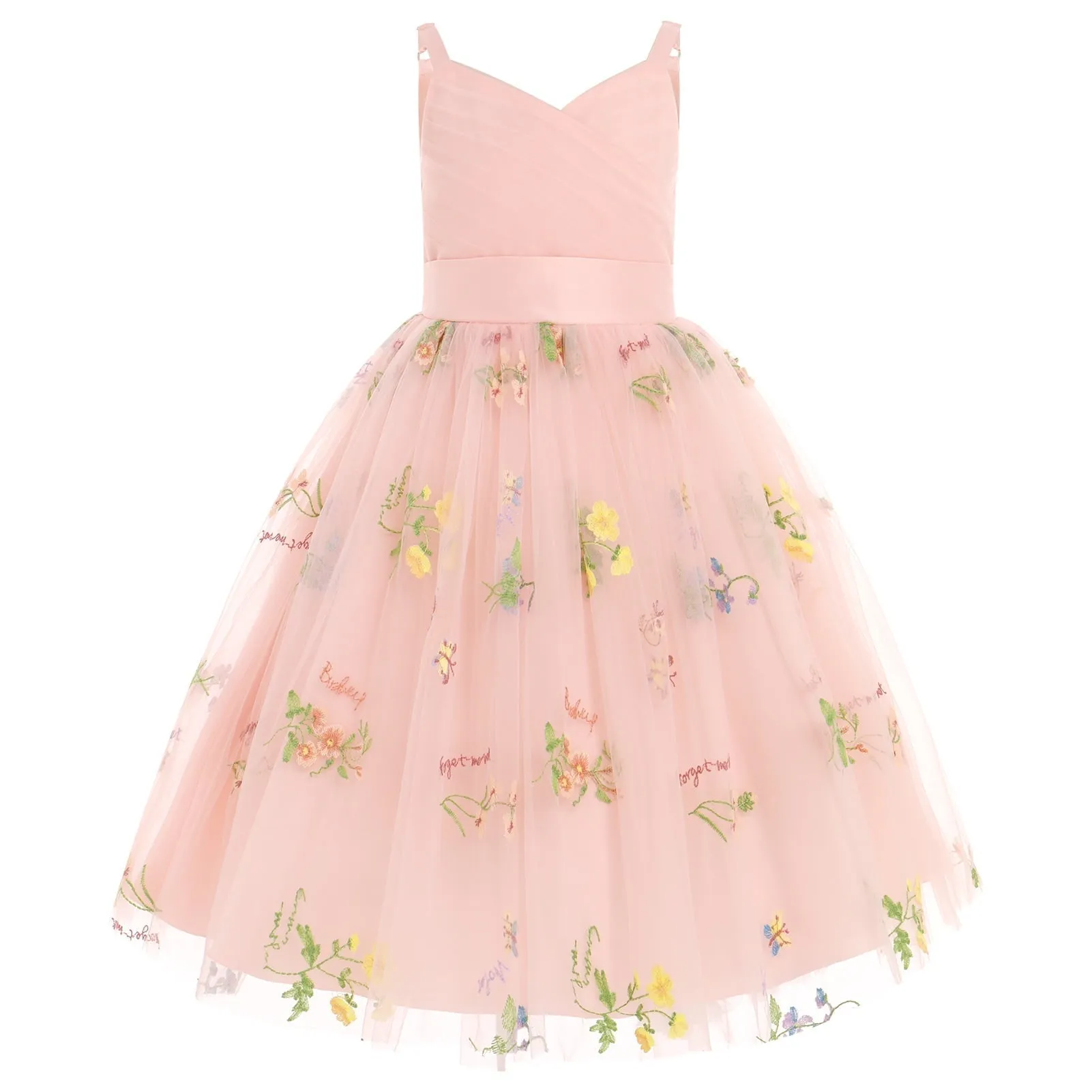 IDOPIP Flower Girl Dresses for Wedding Spaghetti Strap Tulle Princess Pageant Birthday Party Gown