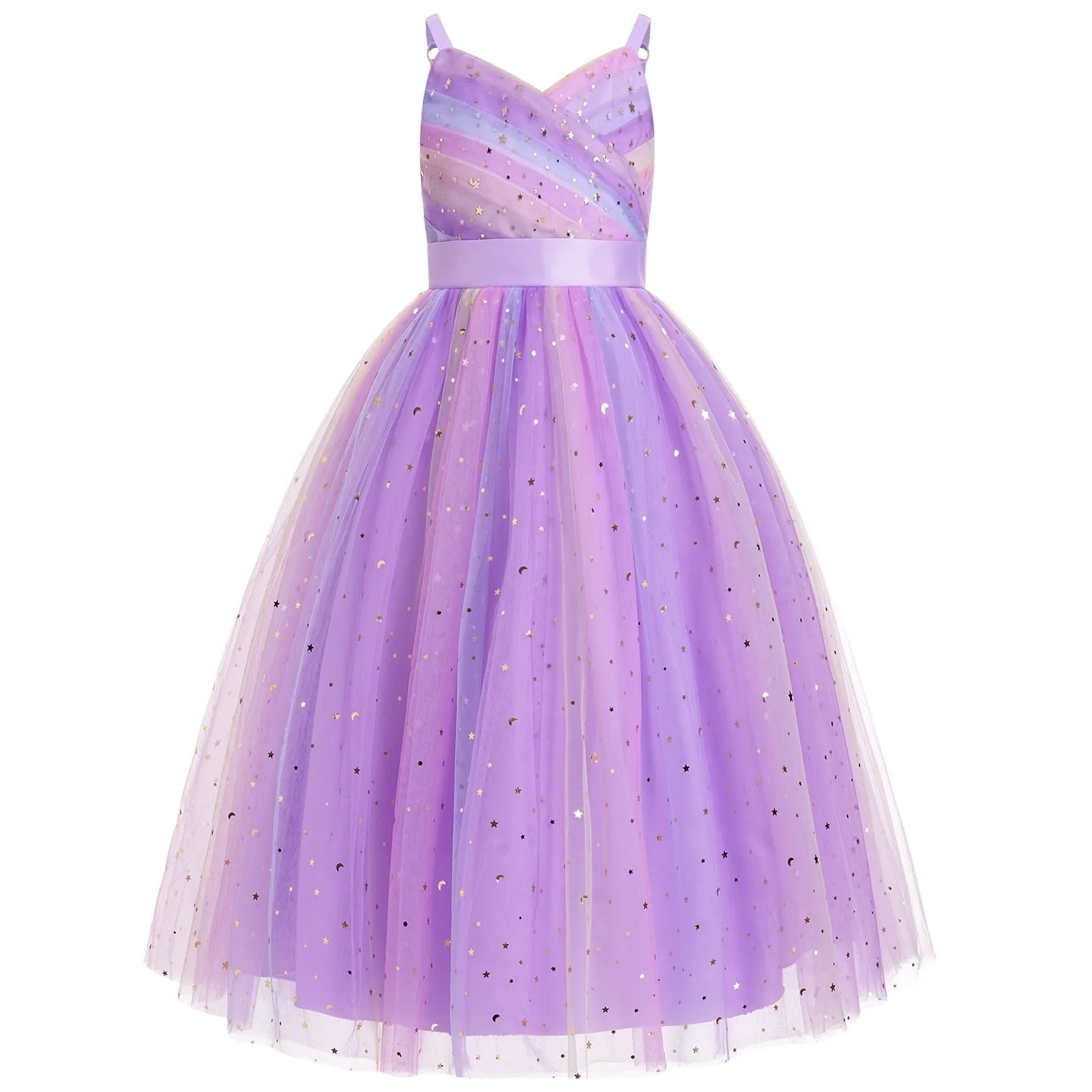 IDOPIP Flower Girl Dresses for Wedding Spaghetti Strap Tulle Princess Pageant Birthday Party Gown