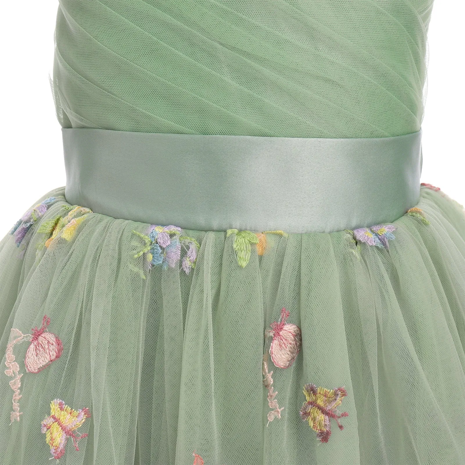 IDOPIP Flower Girl Dresses for Wedding Spaghetti Strap Tulle Princess Pageant Birthday Party Gown