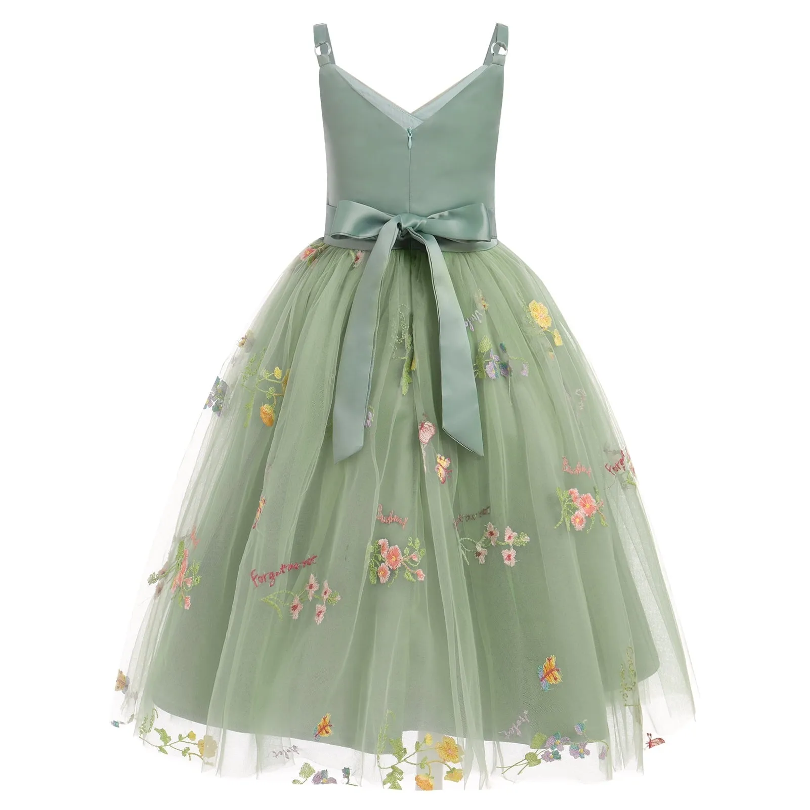 IDOPIP Flower Girl Dresses for Wedding Spaghetti Strap Tulle Princess Pageant Birthday Party Gown