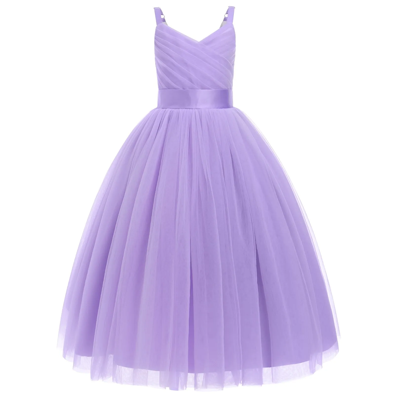 IDOPIP Flower Girl Dresses for Wedding Spaghetti Strap Tulle Princess Pageant Birthday Party Gown