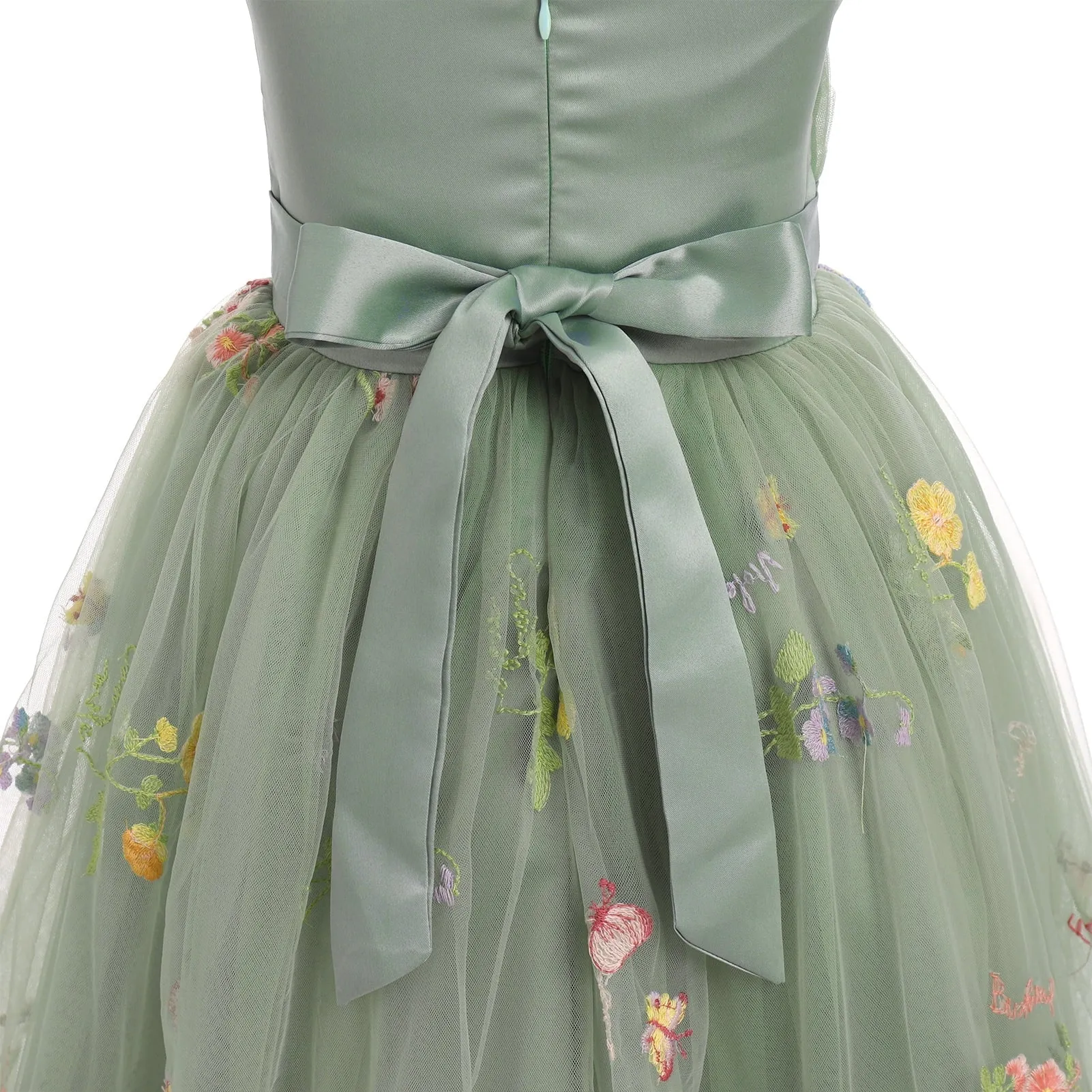 IDOPIP Flower Girl Dresses for Wedding Spaghetti Strap Tulle Princess Pageant Birthday Party Gown