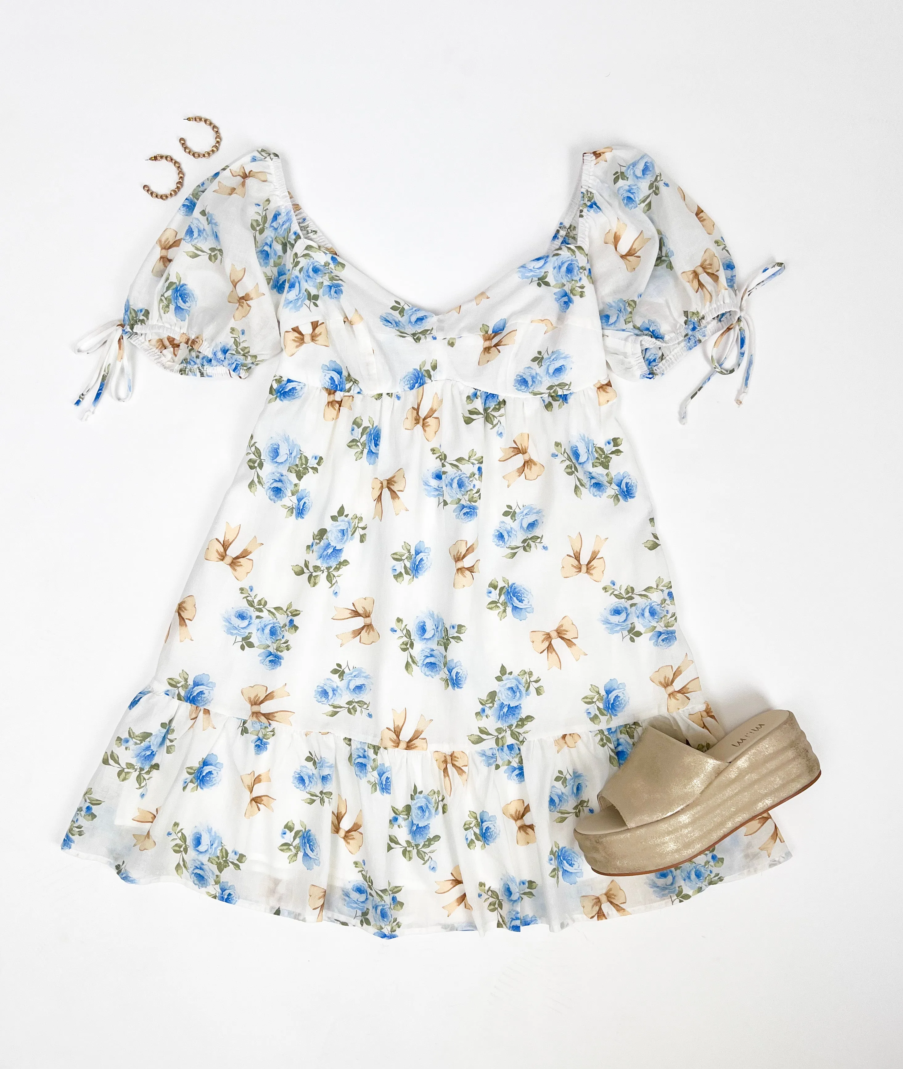 IN MY FEELINGS BLUE FLORAL BABYDOLL DRESS
