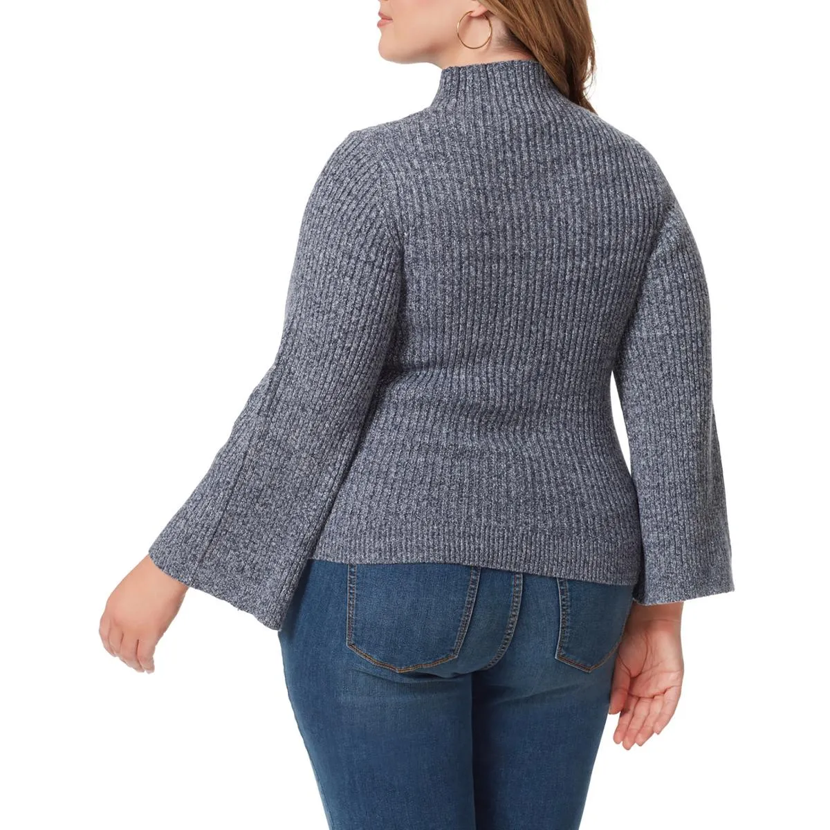 Jessica Simpson Womens Plus Funnel Neck Long Sleeve Pullover Sweater