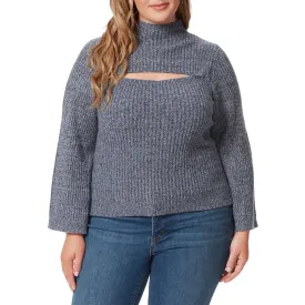 Jessica Simpson Womens Plus Funnel Neck Long Sleeve Pullover Sweater